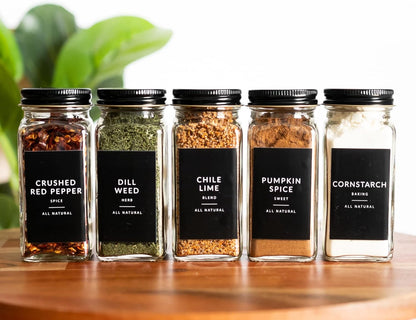 Indian Spice Labels Stickers for Jars and Lids - 96 South Asian Spice Jar Labels Waterproof Preprinted, Seasoning Herb Stickers for Containers Kitchen Pantry Organization