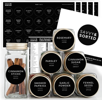 Indian Spice Labels Stickers for Jars and Lids - 96 South Asian Spice Jar Labels Waterproof Preprinted, Seasoning Herb Stickers for Containers Kitchen Pantry Organization