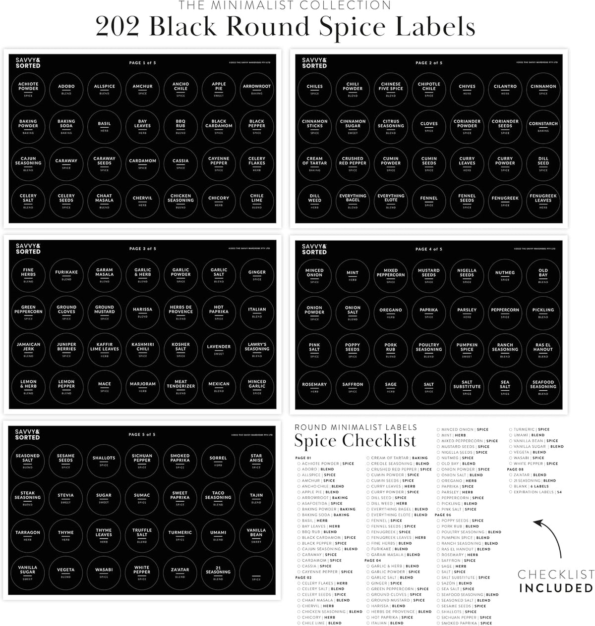 Indian Spice Labels Stickers for Jars and Lids - 96 South Asian Spice Jar Labels Waterproof Preprinted, Seasoning Herb Stickers for Containers Kitchen Pantry Organization