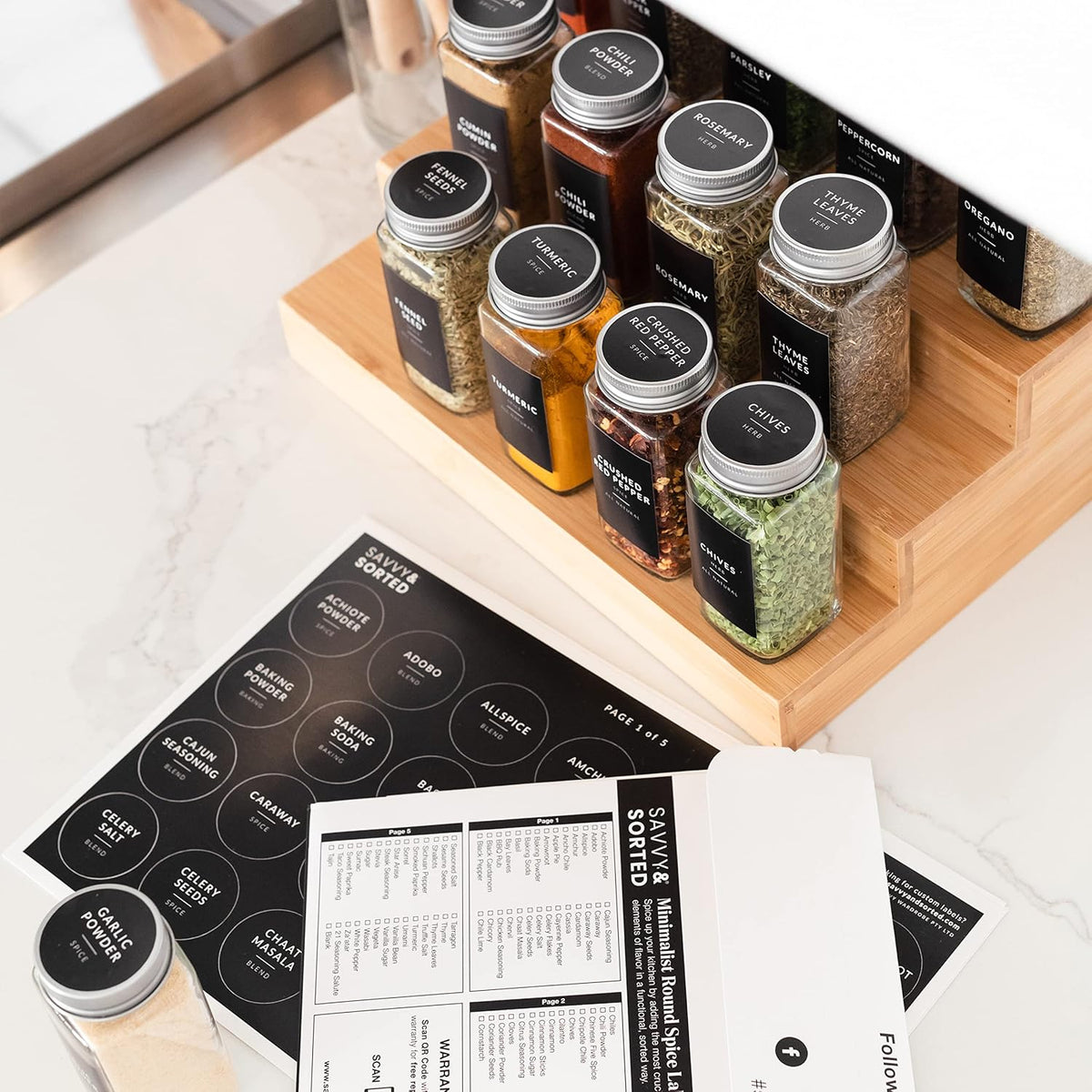 Indian Spice Labels Stickers for Jars and Lids - 96 South Asian Spice Jar Labels Waterproof Preprinted, Seasoning Herb Stickers for Containers Kitchen Pantry Organization