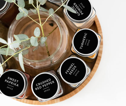 Indian Spice Labels Stickers for Jars and Lids - 96 South Asian Spice Jar Labels Waterproof Preprinted, Seasoning Herb Stickers for Containers Kitchen Pantry Organization