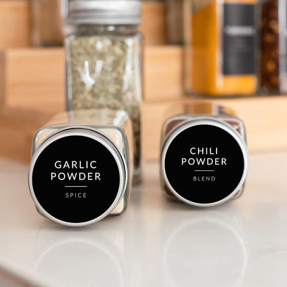 Indian Spice Labels Stickers for Jars and Lids - 96 South Asian Spice Jar Labels Waterproof Preprinted, Seasoning Herb Stickers for Containers Kitchen Pantry Organization