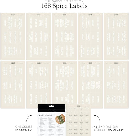 Indian Spice Labels Stickers for Jars and Lids - 96 South Asian Spice Jar Labels Waterproof Preprinted, Seasoning Herb Stickers for Containers Kitchen Pantry Organization