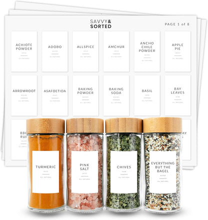 Indian Spice Labels Stickers for Jars and Lids - 96 South Asian Spice Jar Labels Waterproof Preprinted, Seasoning Herb Stickers for Containers Kitchen Pantry Organization