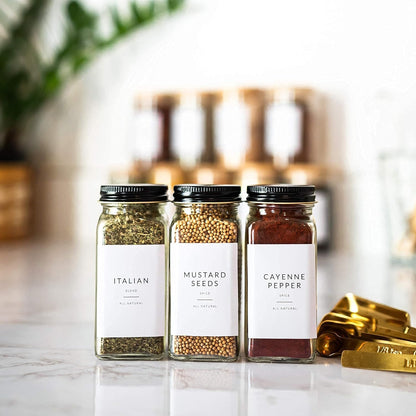Indian Spice Labels Stickers for Jars and Lids - 96 South Asian Spice Jar Labels Waterproof Preprinted, Seasoning Herb Stickers for Containers Kitchen Pantry Organization