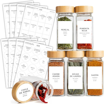 Indian Spice Labels Stickers for Jars and Lids - 96 South Asian Spice Jar Labels Waterproof Preprinted, Seasoning Herb Stickers for Containers Kitchen Pantry Organization