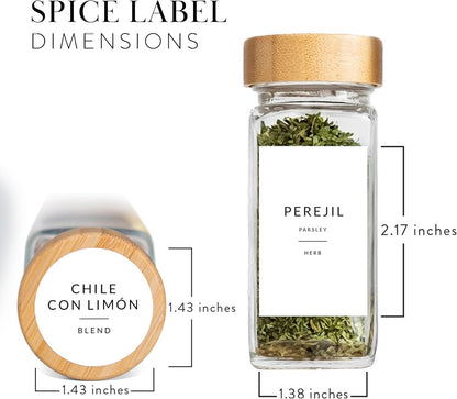 Indian Spice Labels Stickers for Jars and Lids - 96 South Asian Spice Jar Labels Waterproof Preprinted, Seasoning Herb Stickers for Containers Kitchen Pantry Organization