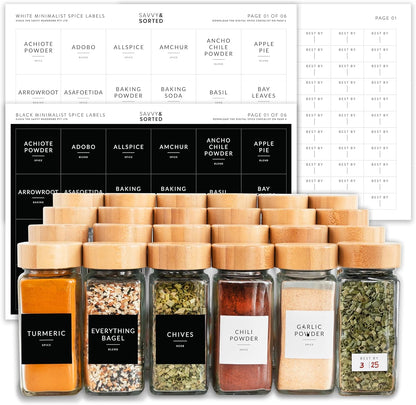 Indian Spice Labels Stickers for Jars and Lids - 96 South Asian Spice Jar Labels Waterproof Preprinted, Seasoning Herb Stickers for Containers Kitchen Pantry Organization