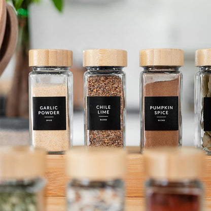 Indian Spice Labels Stickers for Jars and Lids - 96 South Asian Spice Jar Labels Waterproof Preprinted, Seasoning Herb Stickers for Containers Kitchen Pantry Organization