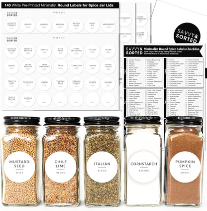 Indian Spice Labels Stickers for Jars and Lids - 96 South Asian Spice Jar Labels Waterproof Preprinted, Seasoning Herb Stickers for Containers Kitchen Pantry Organization