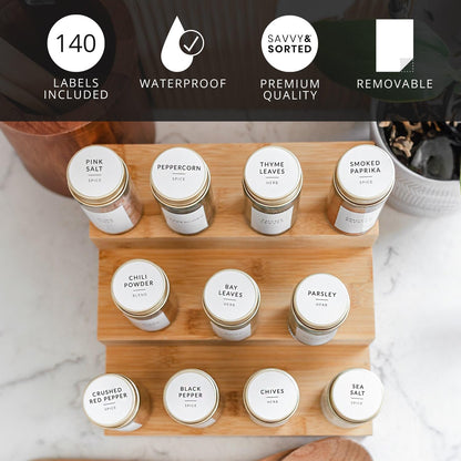 Indian Spice Labels Stickers for Jars and Lids - 96 South Asian Spice Jar Labels Waterproof Preprinted, Seasoning Herb Stickers for Containers Kitchen Pantry Organization