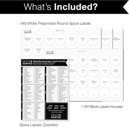 Indian Spice Labels Stickers for Jars and Lids - 96 South Asian Spice Jar Labels Waterproof Preprinted, Seasoning Herb Stickers for Containers Kitchen Pantry Organization