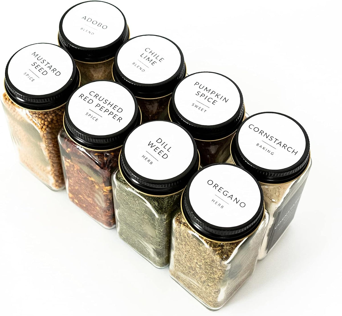 Indian Spice Labels Stickers for Jars and Lids - 96 South Asian Spice Jar Labels Waterproof Preprinted, Seasoning Herb Stickers for Containers Kitchen Pantry Organization