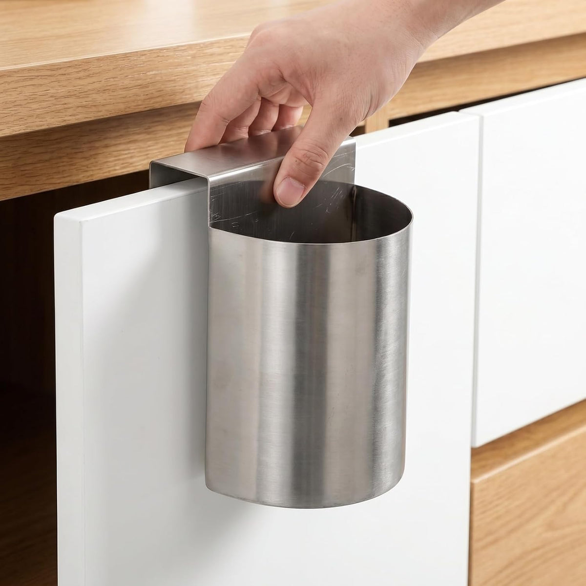 Ice Scoop Holder, Stainless Steel Ice Scoop and Holder Hanging Organizer for Fridge Shelf, Freezer, Pantry, Supermarket, 6.48 x 4.72 x 3.93 in