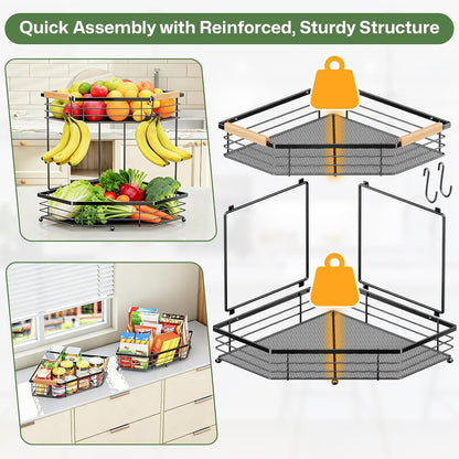 Fruit Basket for Kitchen Corner: Space-Saving 2-Tier