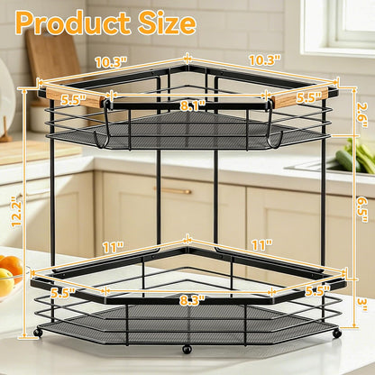 Fruit Basket for Kitchen Corner: Space-Saving 2-Tier