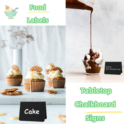 20PCS Mini Chalkboard Signs for Food, Reusable and Reserved Table Signs, Food Labels for Party Buffet, Easy to Write and Wipe Out, Catering Supplies Buffet Display, Place Cards