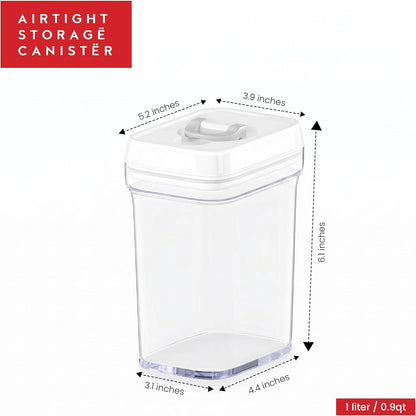 Airtight Food Storage Containers with White Lids 2L - 4 Pc Clear Plastic Pantry Snacks Kitchen Container, Baking Supplies, 4LB Sugar & Flour Canister BPA-Free