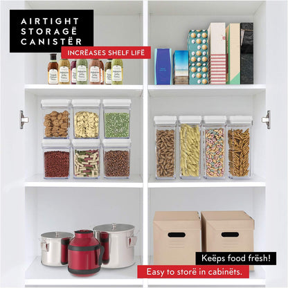Airtight Food Storage Containers with White Lids 2L - 4 Pc Clear Plastic Pantry Snacks Kitchen Container, Baking Supplies, 4LB Sugar & Flour Canister BPA-Free