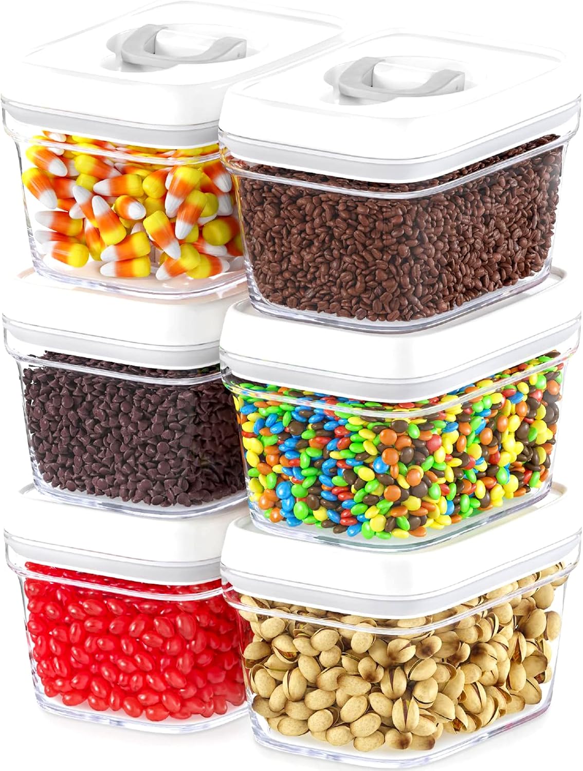 Airtight Food Storage Containers with White Lids 2L - 4 Pc Clear Plastic Pantry Snacks Kitchen Container, Baking Supplies, 4LB Sugar & Flour Canister BPA-Free