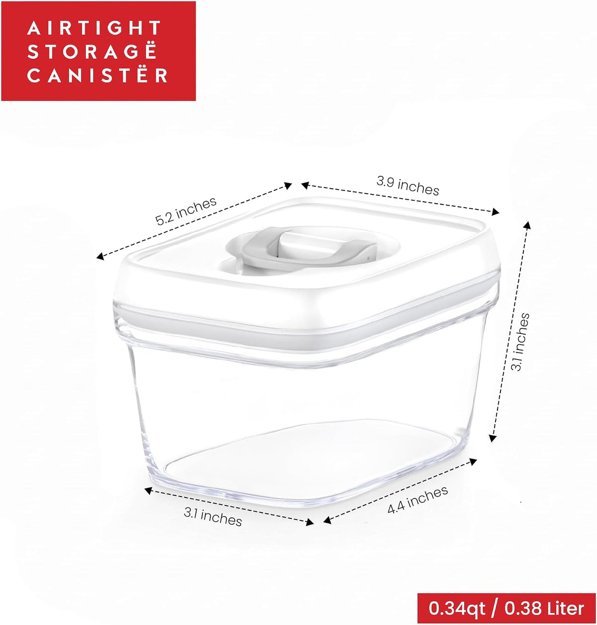 Airtight Food Storage Containers with White Lids 2L - 4 Pc Clear Plastic Pantry Snacks Kitchen Container, Baking Supplies, 4LB Sugar & Flour Canister BPA-Free