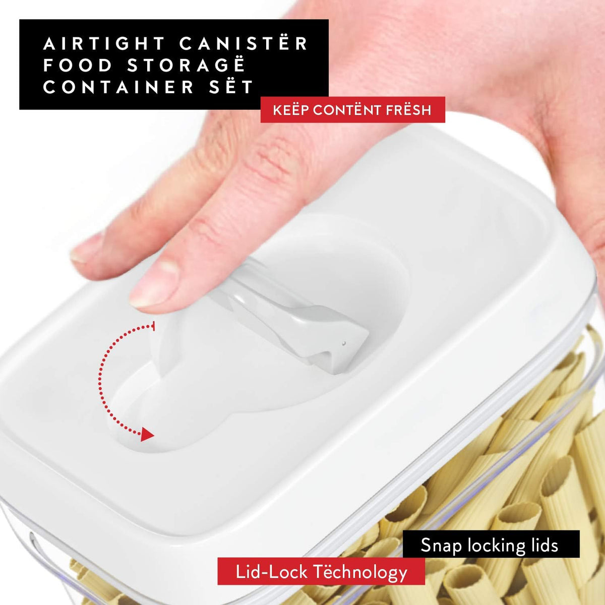 Airtight Food Storage Containers with White Lids 2L - 4 Pc Clear Plastic Pantry Snacks Kitchen Container, Baking Supplies, 4LB Sugar & Flour Canister BPA-Free