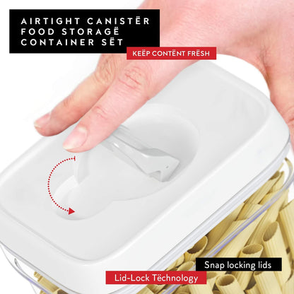 Airtight Food Storage Containers with White Lids 2L - 4 Pc Clear Plastic Pantry Snacks Kitchen Container, Baking Supplies, 4LB Sugar & Flour Canister BPA-Free