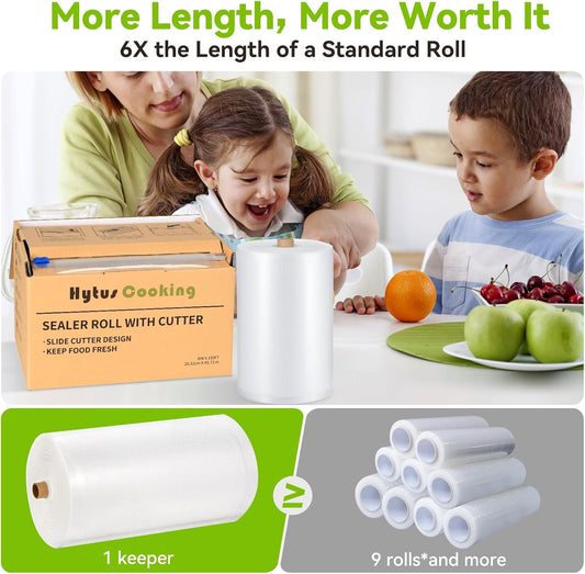8" x 150' Food Vacuum Sealer Bags Rolls with Cutter Dispenser for Food Storage, Heavy Duty Vacuum Seal Bags for Sous Vide, Meal Prep,Freezer and Long Term Preservation,BPA-Free