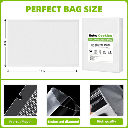 8" x 150' Food Vacuum Sealer Bags Rolls with Cutter Dispenser for Food Storage, Heavy Duty Vacuum Seal Bags for Sous Vide, Meal Prep,Freezer and Long Term Preservation,BPA-Free