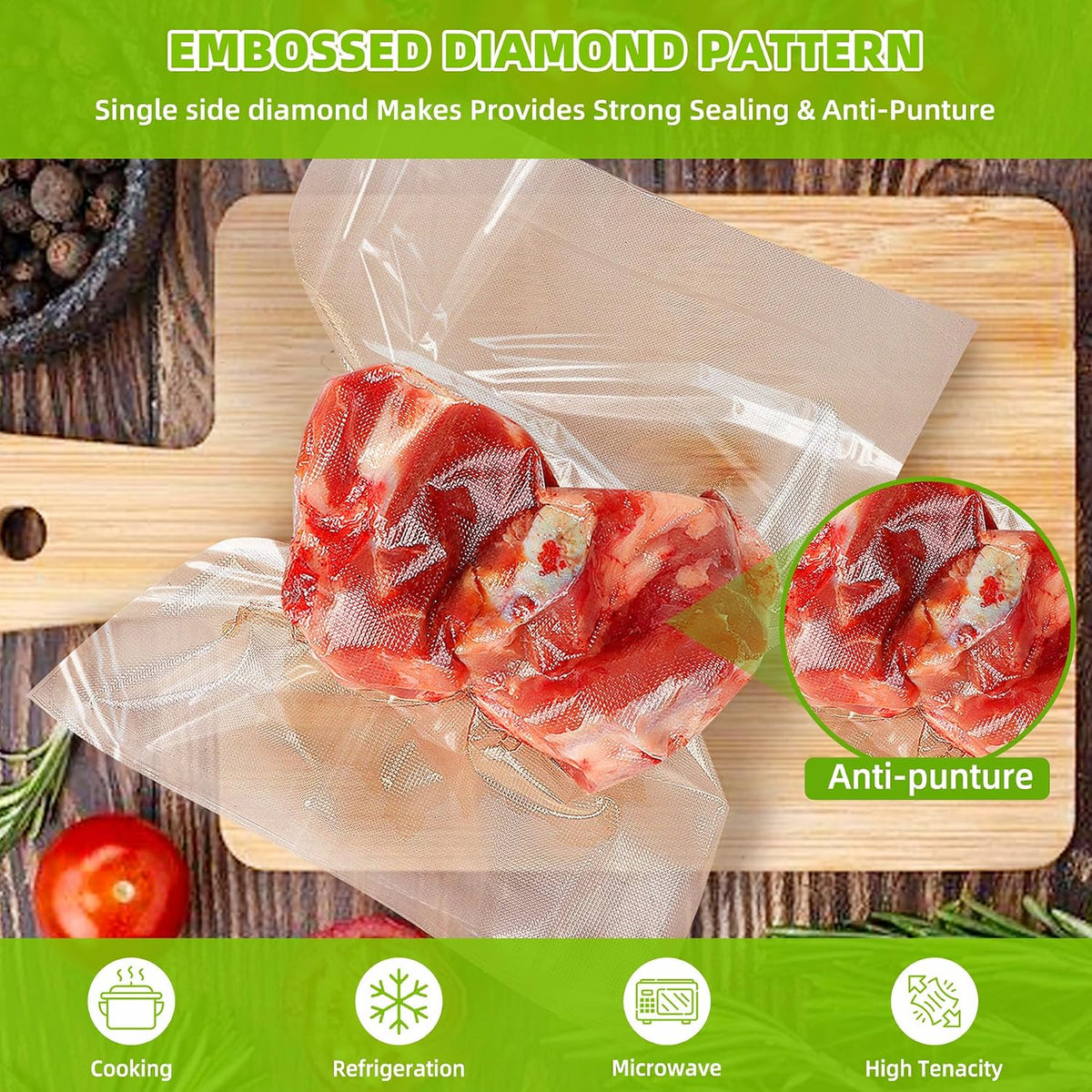 8" x 150' Food Vacuum Sealer Bags Rolls with Cutter Dispenser for Food Storage, Heavy Duty Vacuum Seal Bags for Sous Vide, Meal Prep,Freezer and Long Term Preservation,BPA-Free