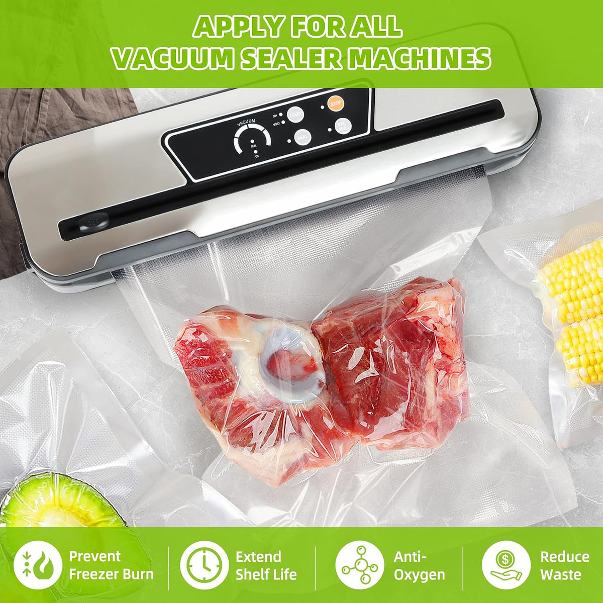 8" x 150' Food Vacuum Sealer Bags Rolls with Cutter Dispenser for Food Storage, Heavy Duty Vacuum Seal Bags for Sous Vide, Meal Prep,Freezer and Long Term Preservation,BPA-Free