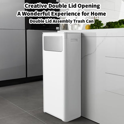 Trash Can with Lid, Large Tall 8 Gallon Commercial Trash Can,White