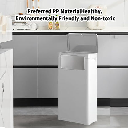 Trash Can with Lid, Large Tall 8 Gallon Commercial Trash Can,White