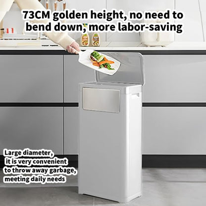 Trash Can with Lid, Large Tall 8 Gallon Commercial Trash Can,White