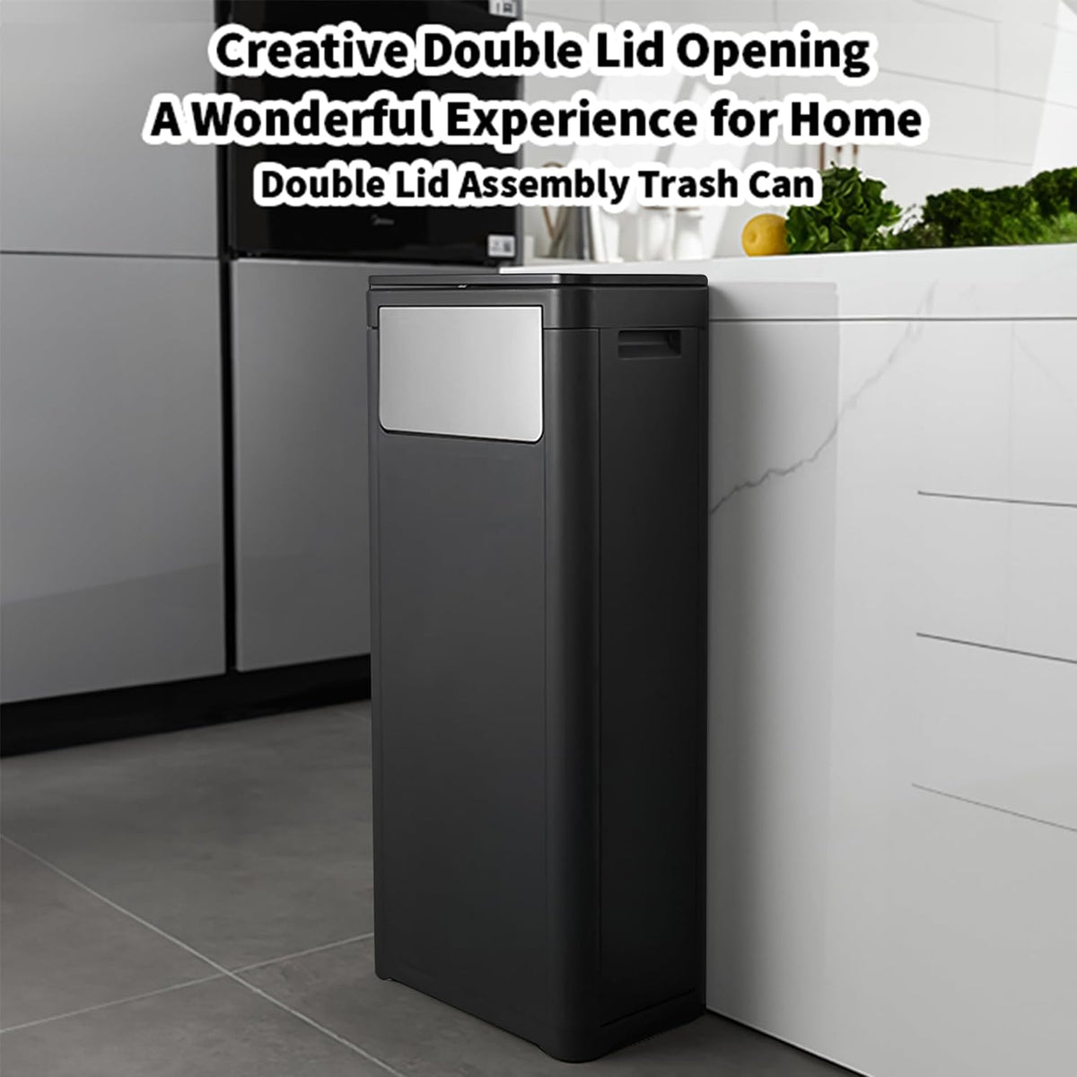 Trash Can with Lid, Large Tall 8 Gallon Commercial Trash Can,White