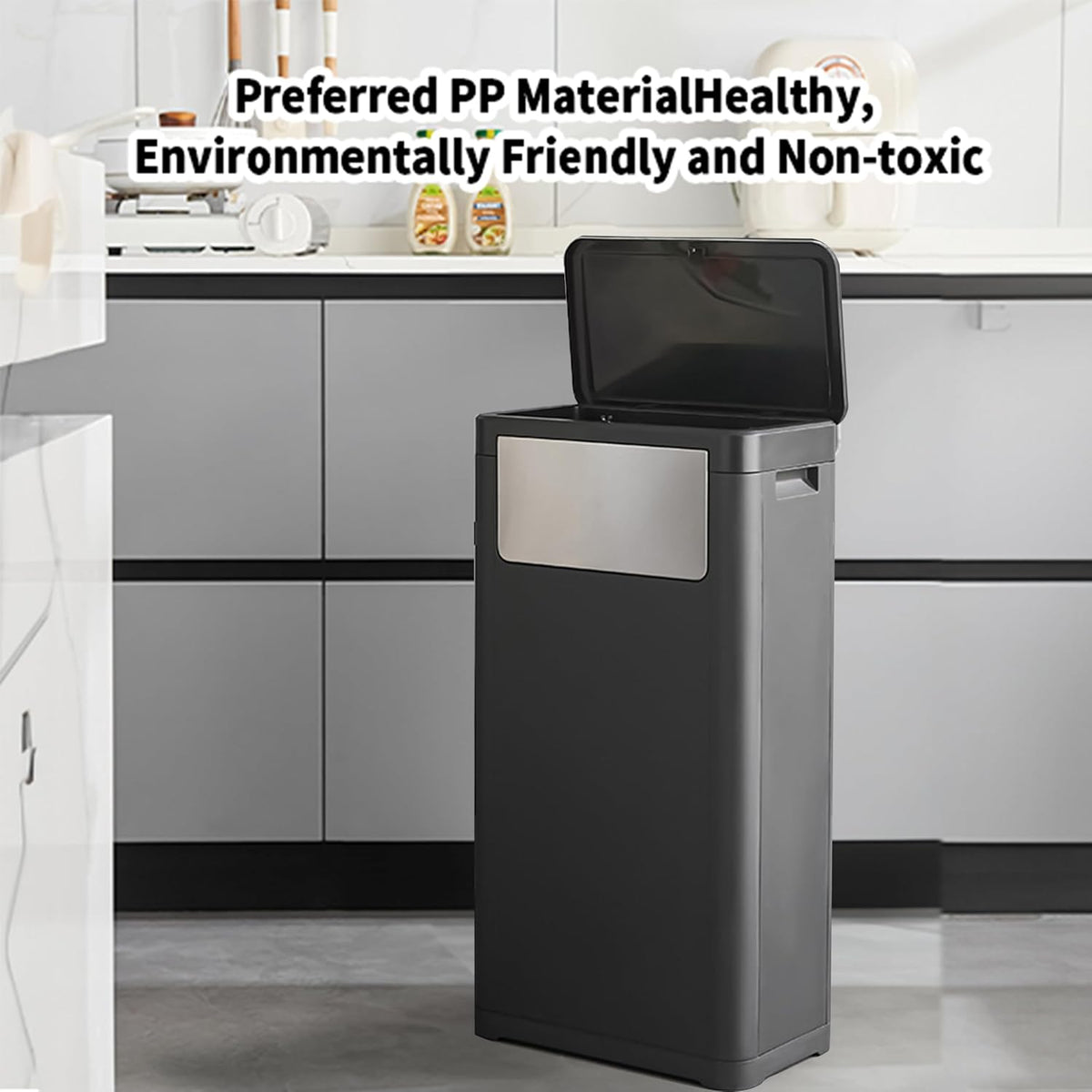 Trash Can with Lid, Large Tall 8 Gallon Commercial Trash Can,White