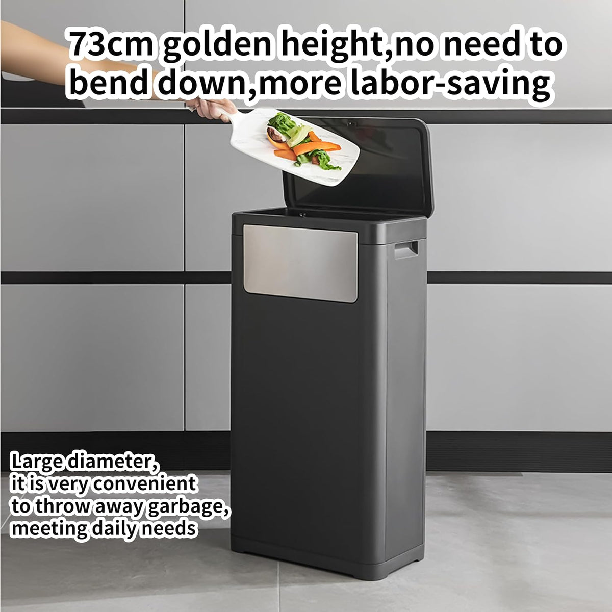 Trash Can with Lid, Large Tall 8 Gallon Commercial Trash Can,White