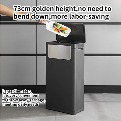 Trash Can with Lid, Large Tall 8 Gallon Commercial Trash Can,White