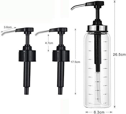 Sauce Squeeze Bottle Set, No Drip Glass, 17 Oz Big Olive Oil Dispenser, Ketchup & Dressing Bottle, Sticky Sauce Squeezer for Kitchen & BBQ (2 Pack)
