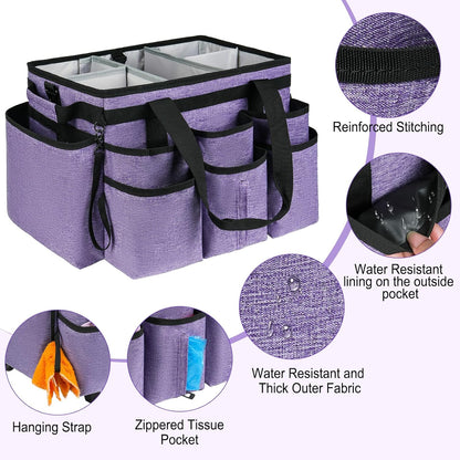 Large Rolling Cleaning Caddy Bag with Detachable Trolley,Cleaning Cart on Wheels with Shoulder Strap,Cleaning Supplies Organizer for Housekeepers,Black