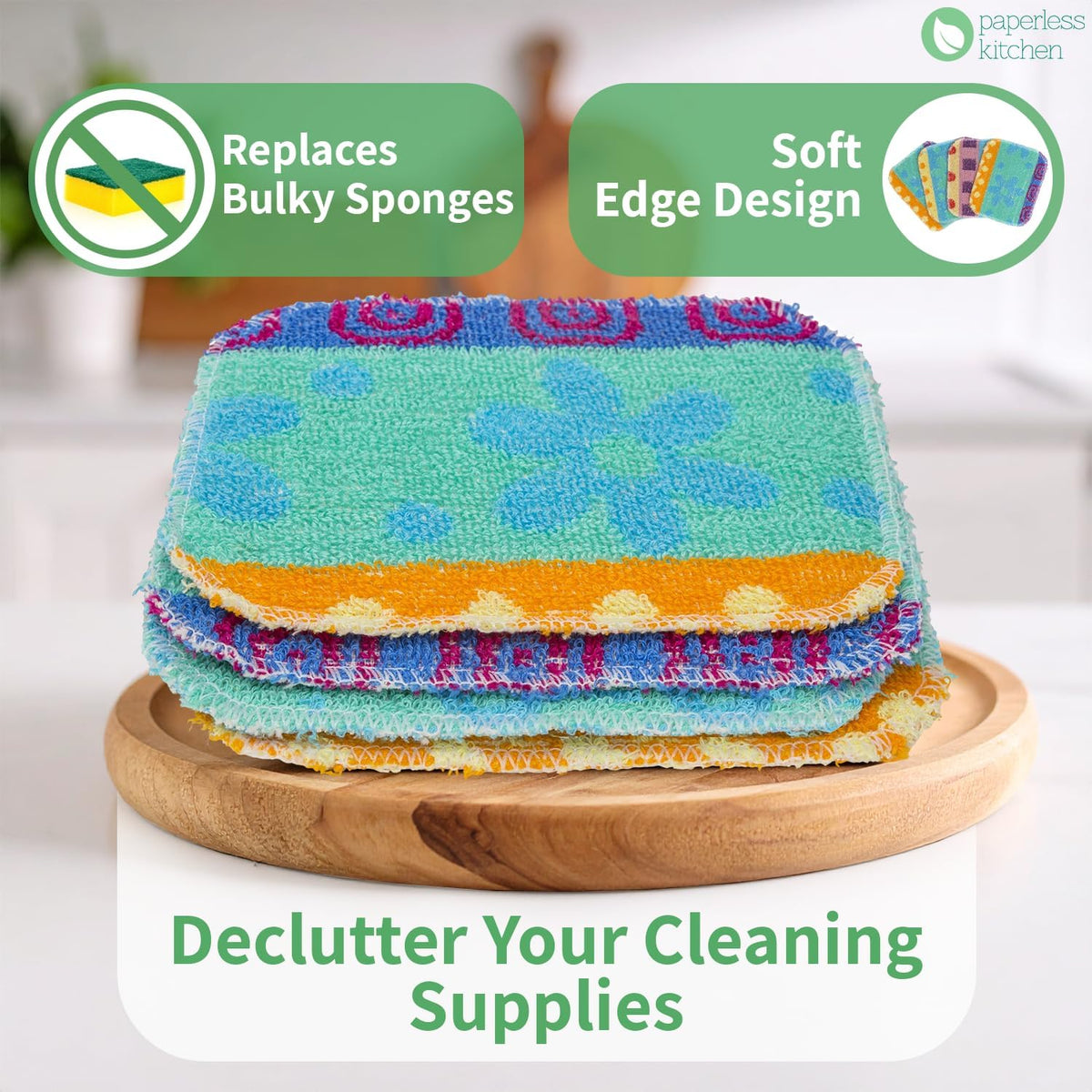 Reusable Dish Scrubbers (4 Pack) – Odor-Free Sponge Alternative, Non-Scratch Kitchen Scrubber for Dishes, Pots & Pans – Long-Lasting, Eco-Friendly Cleaning Pads
