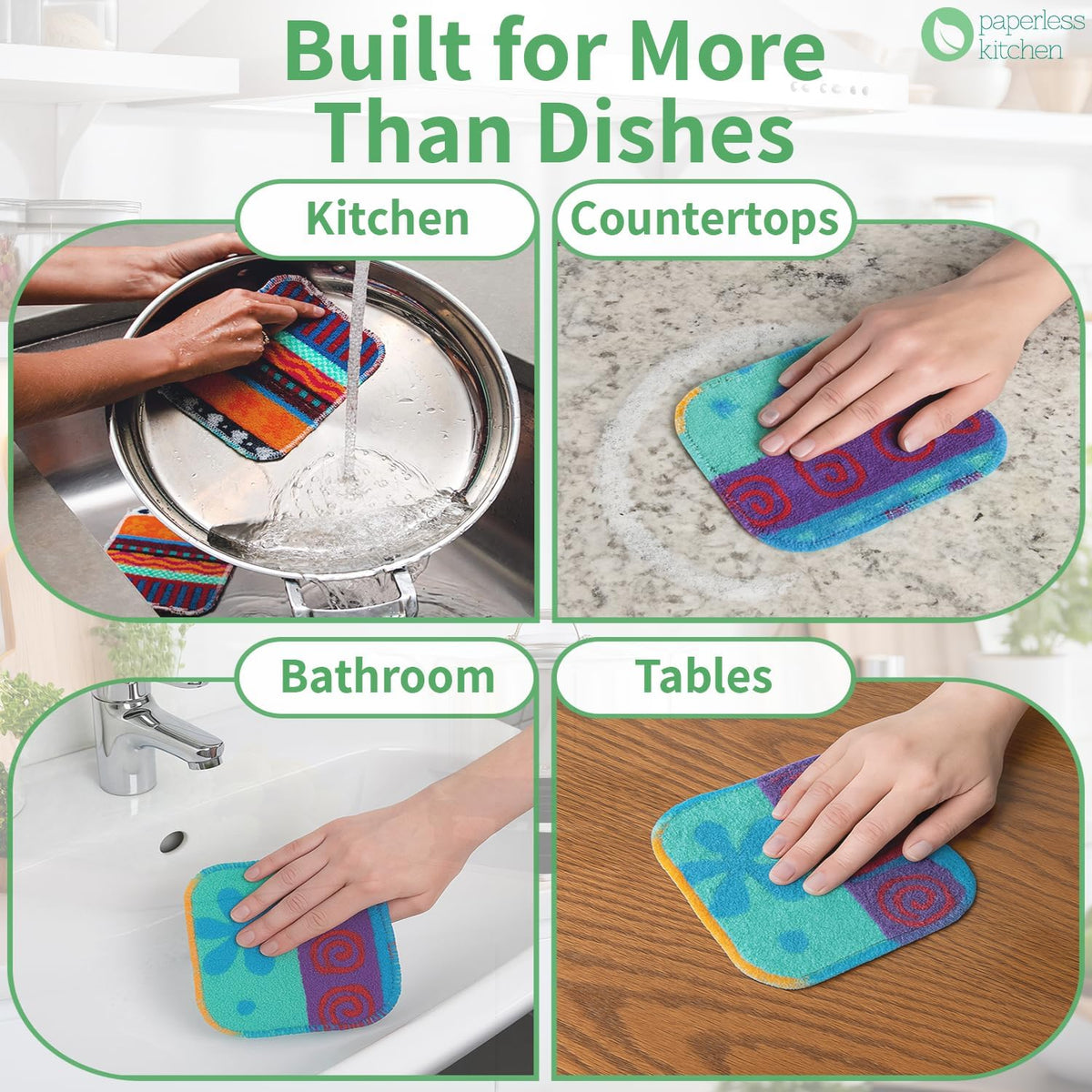 Reusable Dish Scrubbers (4 Pack) – Odor-Free Sponge Alternative, Non-Scratch Kitchen Scrubber for Dishes, Pots & Pans – Long-Lasting, Eco-Friendly Cleaning Pads
