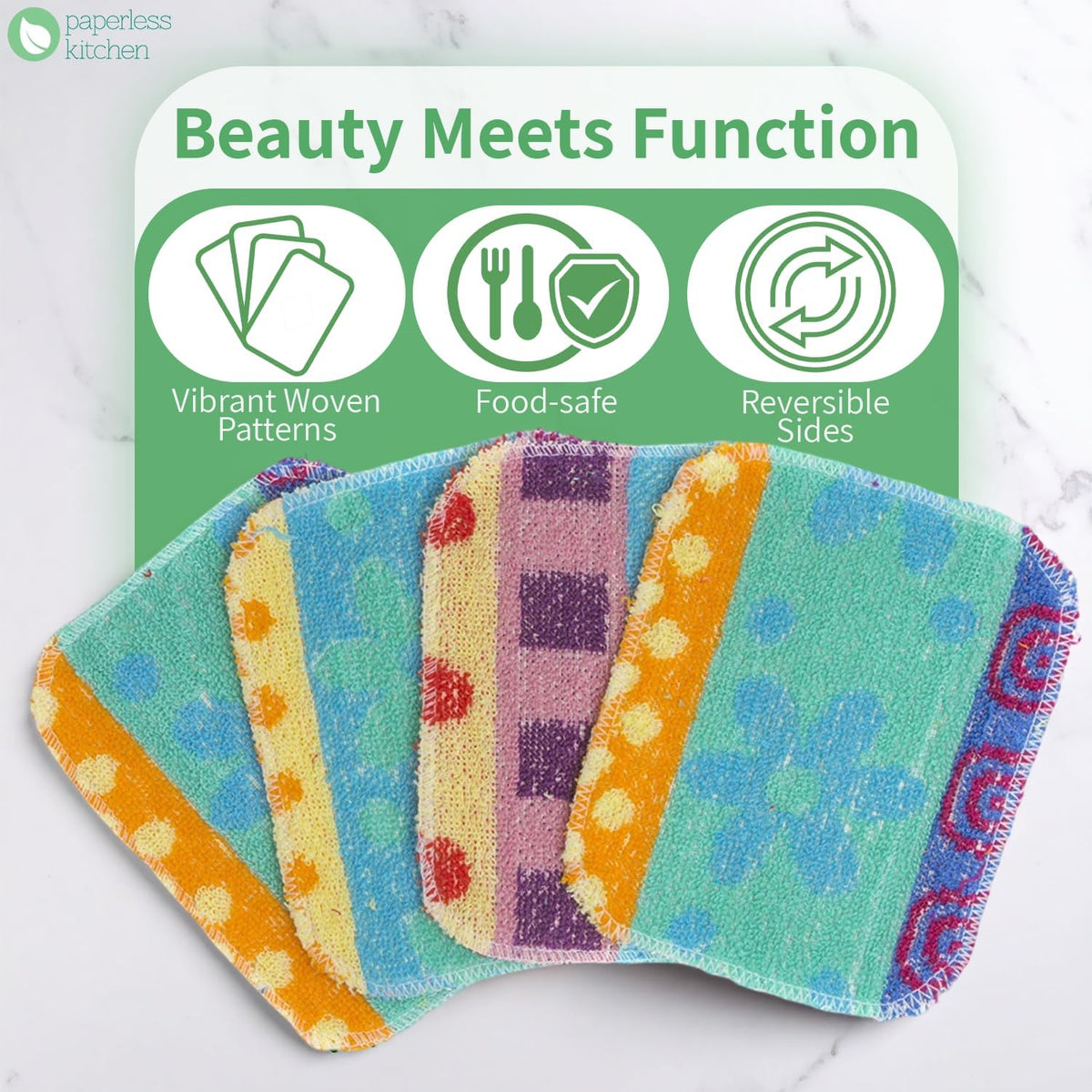 Reusable Dish Scrubbers (4 Pack) – Odor-Free Sponge Alternative, Non-Scratch Kitchen Scrubber for Dishes, Pots & Pans – Long-Lasting, Eco-Friendly Cleaning Pads