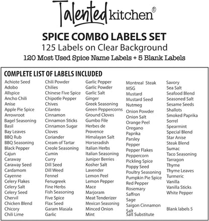 Spice Labels Stickers for Jars & Lids - 125-Pack Black Rectangular 1.57 x 0.47 in - Pre-Made & Blank Herb, Seasoning & Spice Jar Labels - Waterproof Adhesive for Kitchen Organization