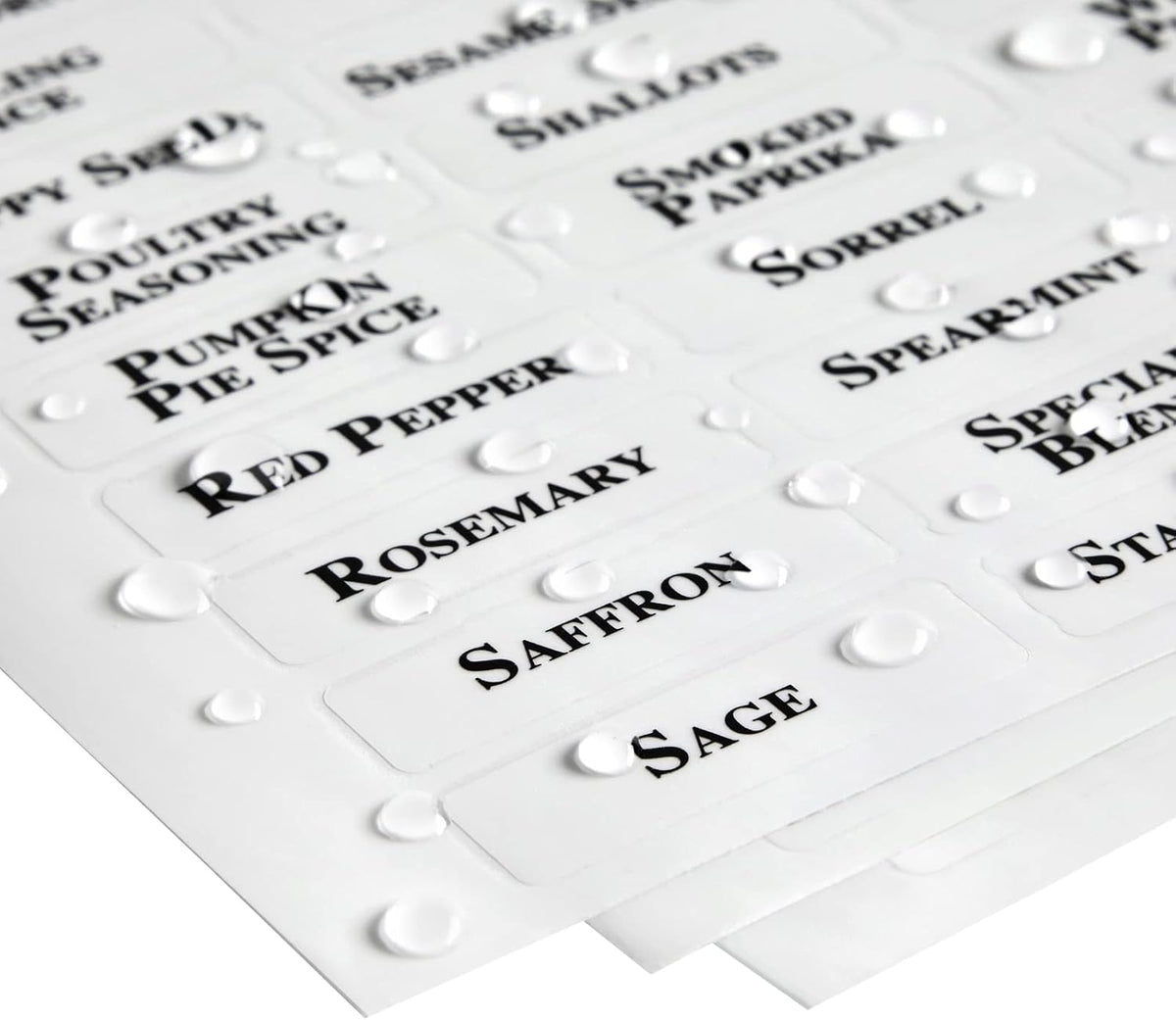 Spice Labels Stickers for Jars & Lids - 125-Pack Black Rectangular 1.57 x 0.47 in - Pre-Made & Blank Herb, Seasoning & Spice Jar Labels - Waterproof Adhesive for Kitchen Organization