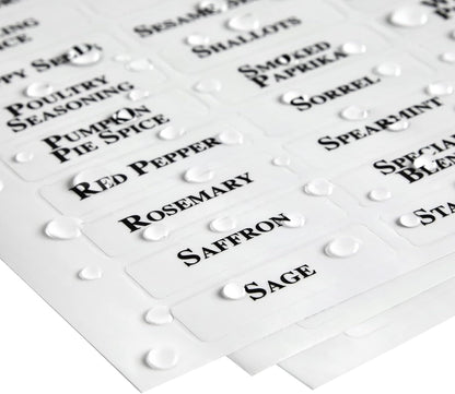 Spice Labels Stickers for Jars & Lids - 125-Pack Black Rectangular 1.57 x 0.47 in - Pre-Made & Blank Herb, Seasoning & Spice Jar Labels - Waterproof Adhesive for Kitchen Organization