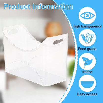 3 Pcs Freezer Organizer Bins with Handle 13"x6"x9" Tall Narrow Kitchen Pantry Organizer Clear Plastic Pantry Storage Organizer Snack Storage Containers for Fridge Office Cabinet Bathroom Under Sink