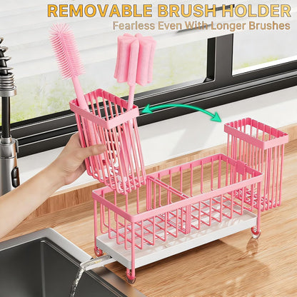 Cisily Sponge Holder for Kitchen Sink, Sink Organizer with Brush Holder | Kitchen Countertop Organizers and Storage Essentials, Rustproof 304 Stainless Steel (Black, 9.25″)
