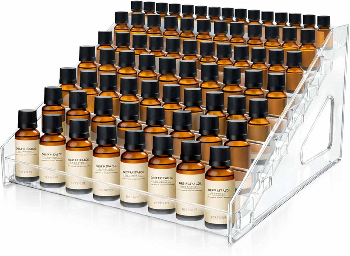 7 Tier Essential Oil Organizer Clear Essential Oil Holder Essential Oil Storage Shelf Holds 5ml 10ml 15ml 30ml for Countertop Stand Display Nail Polish Makeup (1 Pcs)
