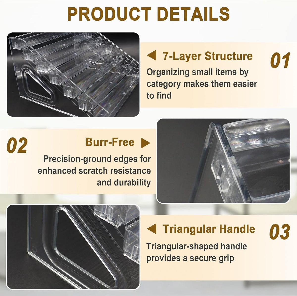 7 Tier Essential Oil Organizer Clear Essential Oil Holder Essential Oil Storage Shelf Holds 5ml 10ml 15ml 30ml for Countertop Stand Display Nail Polish Makeup (1 Pcs)
